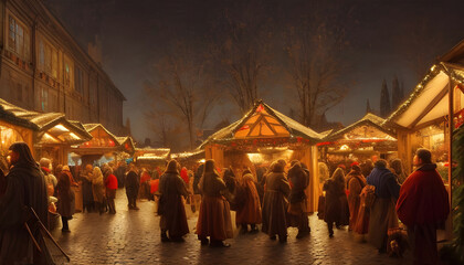 Obraz premium wonderful old christmas market at night