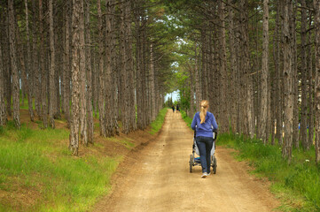 Obraz premium a woman with a pram