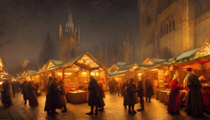 wonderful old christmas market at night