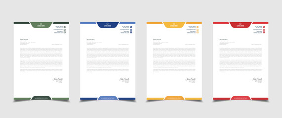 Creative and professional corporate company business letterhead template design with color variation bundle 