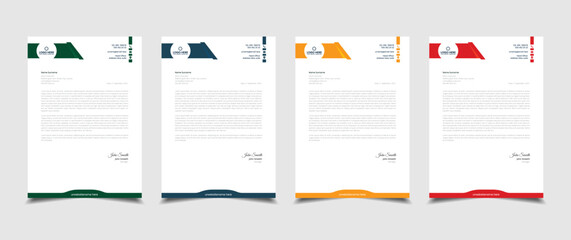 Creative and professional corporate company business letterhead template design with color variation bundle 
