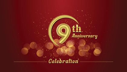 9th anniversary celebration vector illustration