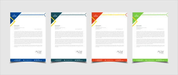 Creative and professional corporate company business letterhead template design with color variation bundle 