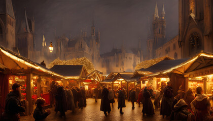 Obraz premium wonderful old christmas market at night