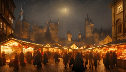 Fototapeta na wymiar wonderful old christmas market at night