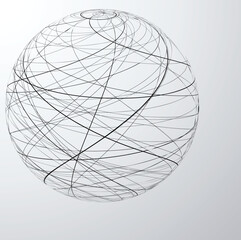 Lines constructed transparent sphere .Vector  .Technology sphere Logo . Design element for posters, social media, templates, flyers, brochures . Abstract trendy transparent circles .