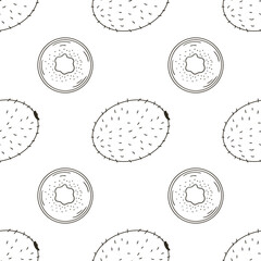 Naklejka premium Coloring Seamless pattern with tropical fruits. Illustration in hand draw style