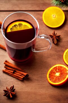 AI-generated Image Of  A Mulled Wine Christmas Drink With Spices