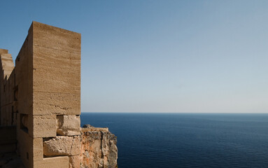 Beautiful view of the sea from the acropolis of Lindos