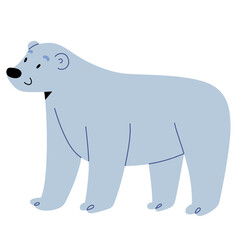Polar bear character, funny white bear, arctic mammal standing and smiling, adorable northern mammal. flat vector illustration isolated on white background