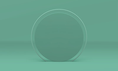 Green round 3d wall vertical foundation with frame promo presentation decor element realistic vector