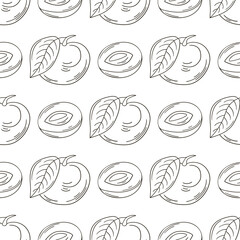 Coloring Seamless pattern with tropical fruits. Illustration in hand draw style