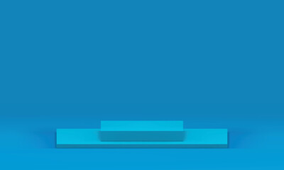 Blue geometric 3d podium basic foundation level steps decorative design realistic vector