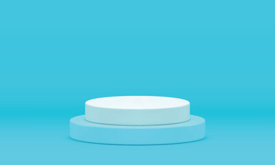 3d podium white blue cylinder level basic foundation stage award arena realistic vector