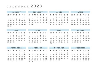 Landscape Size Calendat Templates 2023