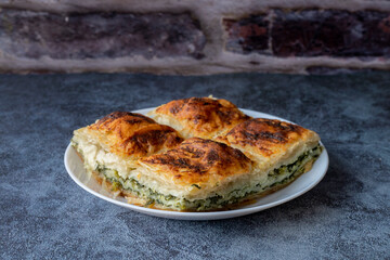 Turkish Tray Böreği , Herbed cheese pastry from Mugla - Milas region