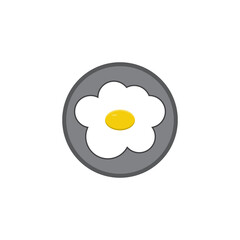 Fried egg omelette isolated on plate on gray