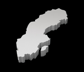 Sweden 3D map Geography Cartography and topology Black surface 3D illustration © Hammad