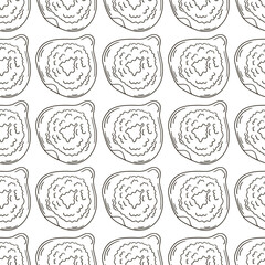 Coloring Seamless pattern with tropical fruits. Illustration in hand draw style