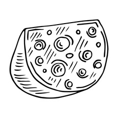 cheese cartoon black hand drawn illustration