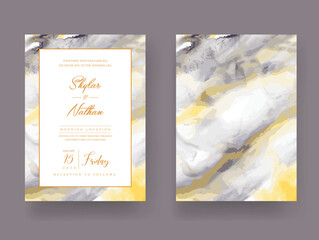 Modern Yellow Marble Wedding Invitation Template
