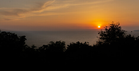 Amazing beach sunset over Black Sea. Lazarevskoye, Sochi, Russia
