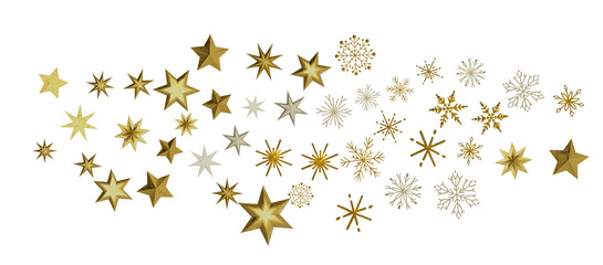 Abstract Gold Star Falling Soft Focus Background, 3D rendering.