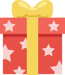 Christmas gift in a red box with stars and bow