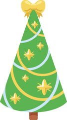 Christmas tree with yellow bow on top