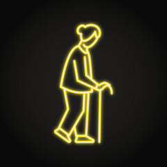 Old woman neon icon in line style