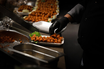 preparing food in the restaurant