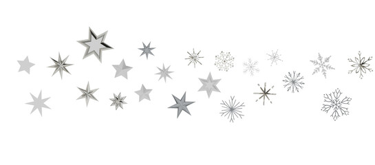 Snowflakes and bokeh lights on the blue Merry Christmas background. 3D render