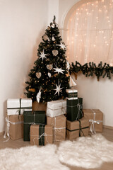 christmas tree with many gifts.