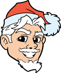 Young Santa Claus smiling head in cartoon style 2