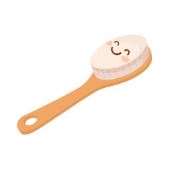 Funny hair brush cartoon illustration. Colorful animated personal hygiene product with cute face isolated on white background. Bathroom concept