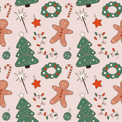 Seamless christmas pattern retro style