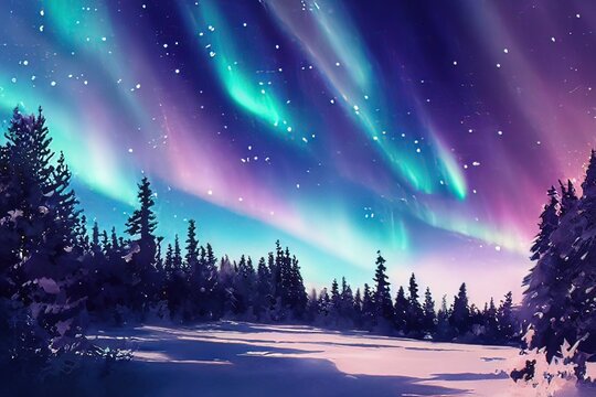 aurora sky in christmas holiday as background
