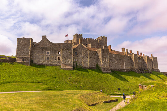 Dover - June 04 2022: The mighty castle of Dover in Kent, England.