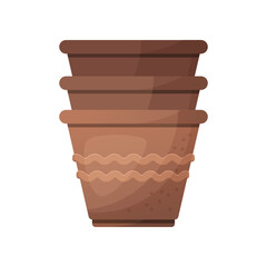 Stack of flower pots vector illustration. Cartoon drawing of pots for plants isolated on white background. Nature, decoration, gardening concept