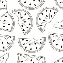 Coloring Seamless pattern with tropical fruits. Illustration in hand draw style