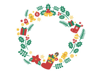 クリスマスリースのフレーム／文字なし