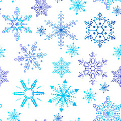 Elegant snow pattern. Decorative snowflakes vector illustration. Snowflake shapes.