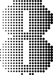 Black halftone typography letters number 8
