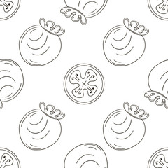 Coloring Seamless pattern with tropical fruits. Illustration in hand draw style