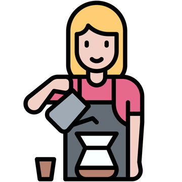 Barista girl icon, Coffee shop related vector
