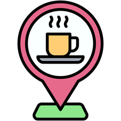 Coffee pin icon, Coffee shop related vector