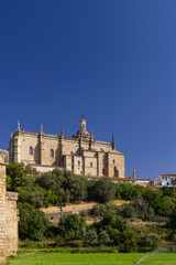 Fototapeta na wymiar Roman Bridge and Cathedral, Coria, Caceres province, Extremadura, Spain