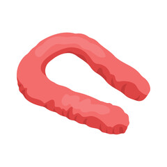 Soft red U-shaped pillow vector illustration. Cartoon drawing with cushion for bed. Element for advertisement template isolated on white background. Home interior, textile concept