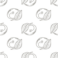Coloring Seamless pattern with tropical fruits. Illustration in hand draw style