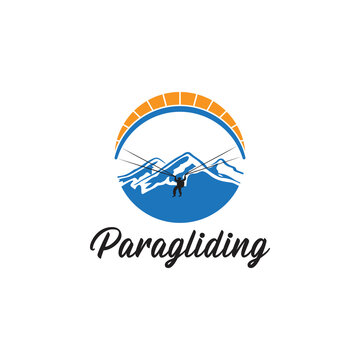 paragliding flying sports logo design